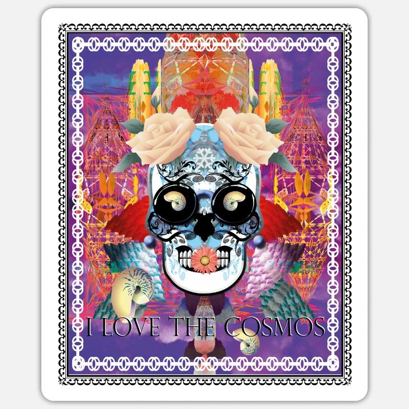 Crâne Violet - Sticker taille S (10 x 10 cm) - blanc mat