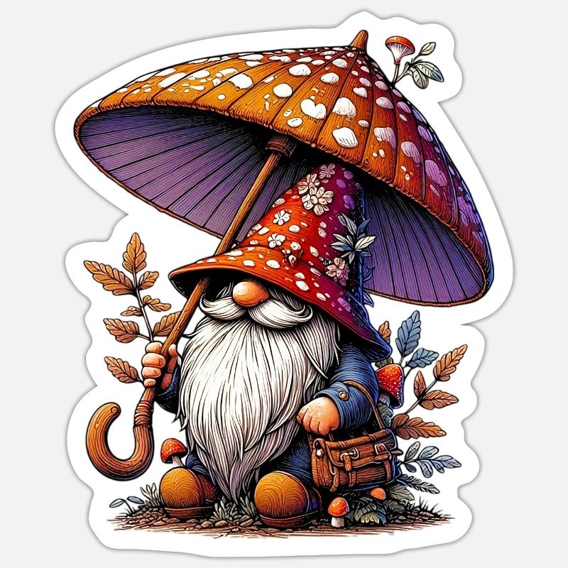 Gnome - Sticker taille S (10 x 10 cm) - blanc mat