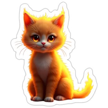 Flammenkatze Fantasie - Sticker Größe S (10 x 10 cm) - Mattweiß - Vorne