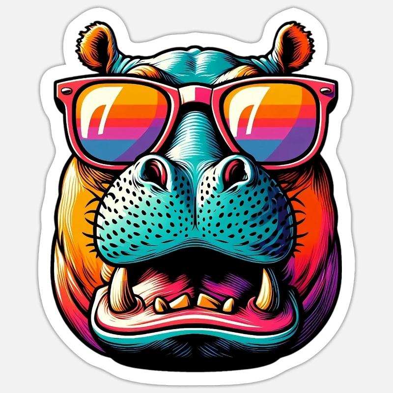 Nilpferd Sticker Größe S (10 x 10 cm)