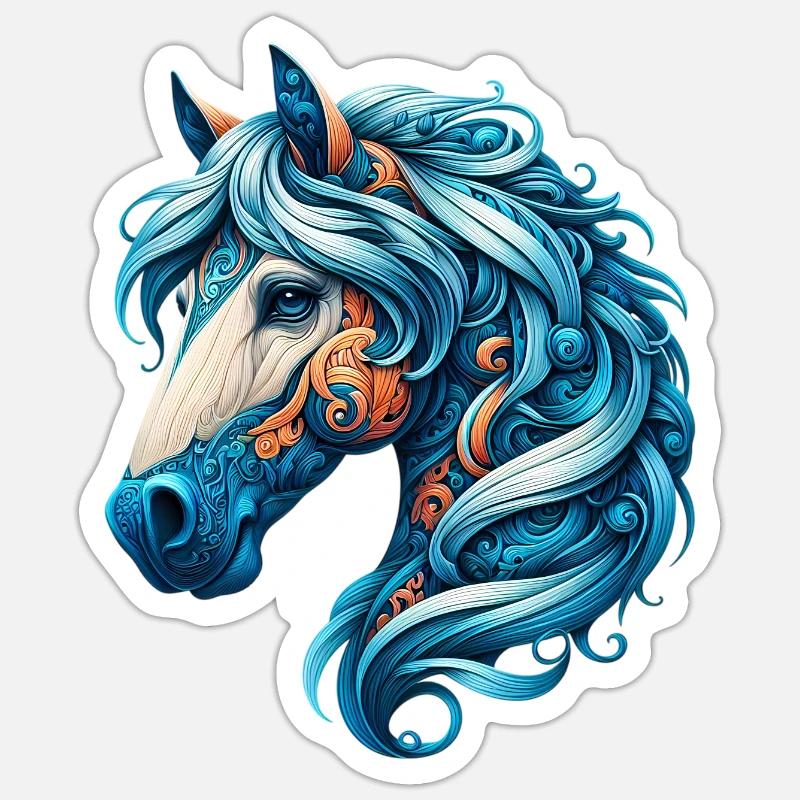Cheval - Sticker taille S (10 x 10 cm) - blanc mat