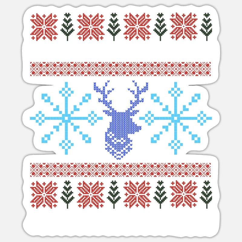 Pixel Christmas Pattern - Sticker size S (10 x 10 cm) - white matte