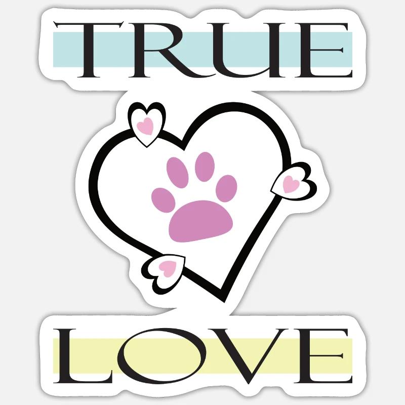 Véritable amour Empreinte de patte - Sticker taille S (10 x 10 cm) - blanc mat