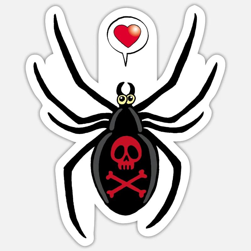 Verliebte schwarze Witwe Spinne Sticker Größe S (10 x 10 cm)