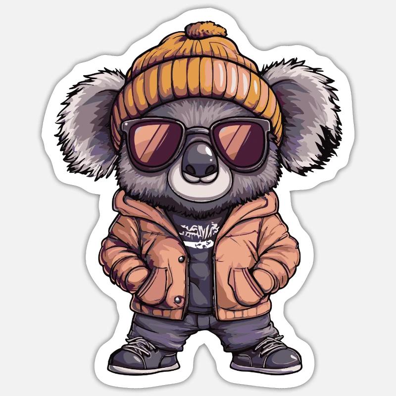 Bande dessinée d’hiver Koala - Sticker taille S (10 x 10 cm) - blanc mat