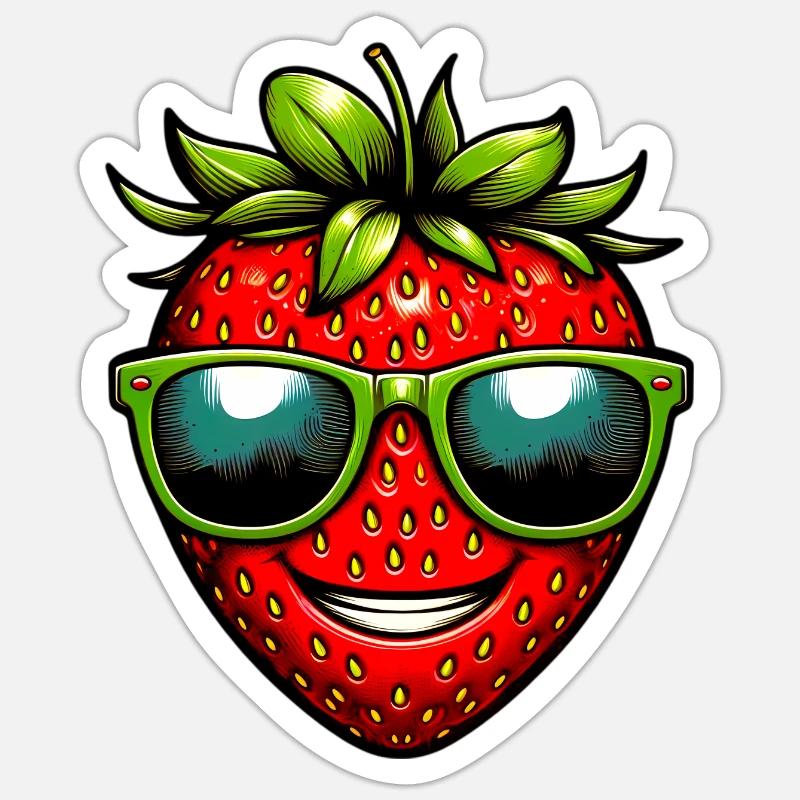 Erdbeeren Erdbeeren - Sticker Größe S (10 x 10 cm) - Mattweiß