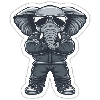 Elephant Comic Sunglasses - Sticker size S (10 x 10 cm) - white matte - Front