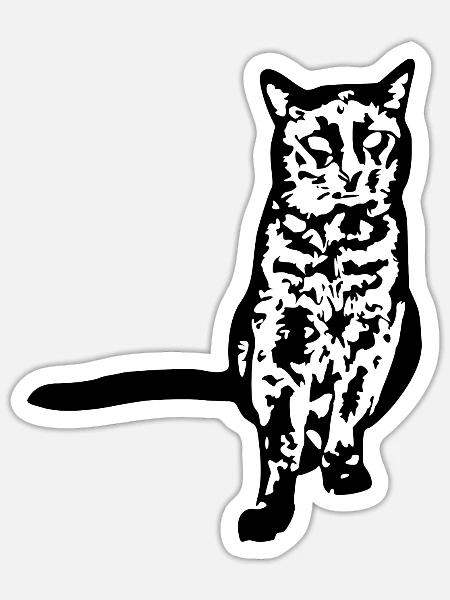 schwarze Katze Katze schwarz Katzen Geschenk - Sticker Größe S (10 x 10 cm) - Mattweiß