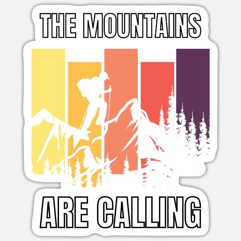 the mountaine are calling - Sticker taille S (10 x 10 cm) - blanc mat