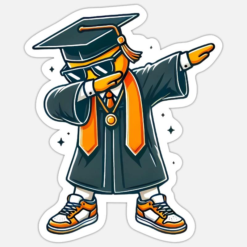 Cool Graduate Dab Pose Illustration - Sticker size S (10 x 10 cm) - white matte