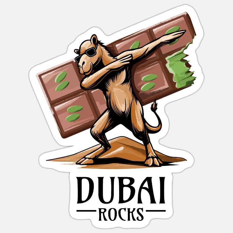 Dabbing Dromedar und Dubai-Vibes - Sticker Größe S (10 x 10 cm) - Mattweiß