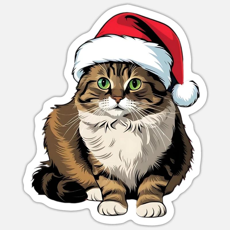 Chat mignon Ragdoll en mode Noël Sticker taille S (10 x 10 cm)