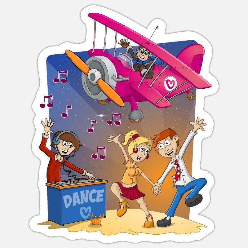 Danse, danse, danse, image joyeuse - Sticker taille S (10 x 10 cm) - blanc mat