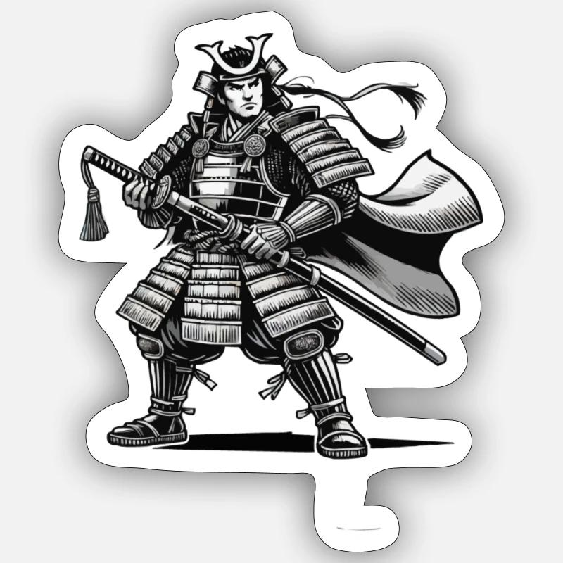 Samurai Comic - Sticker size S (10 x 10 cm) - white matte