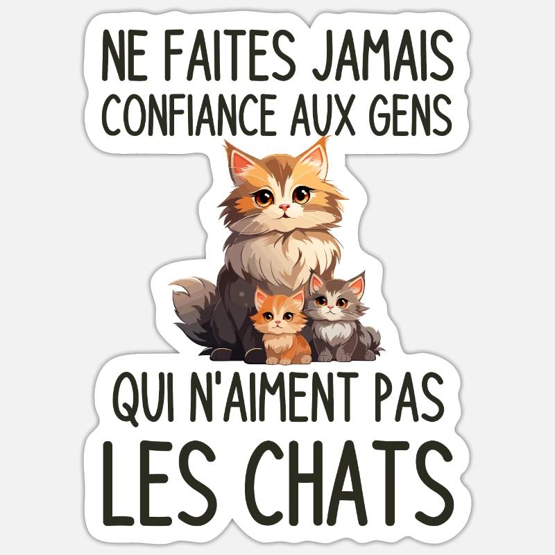 Propriétaire de chats - Sticker taille S (10 x 10 cm) - blanc mat
