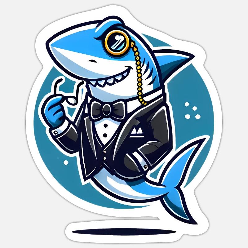 Classy Shark in Tuxedo Vector Design Sticker size S (10 x 10 cm)