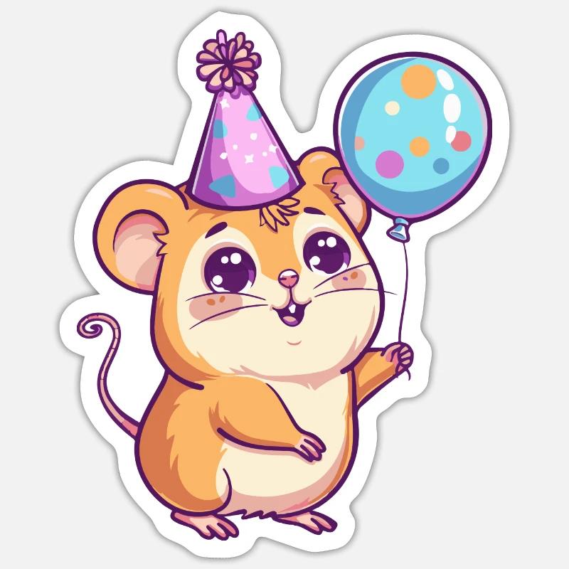 Hamster Birthday Comic Cute Sticker size S (10 x 10 cm)