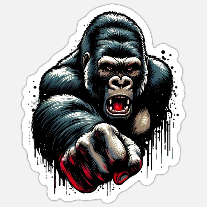 Gorille - Sticker taille S (10 x 10 cm) - blanc mat
