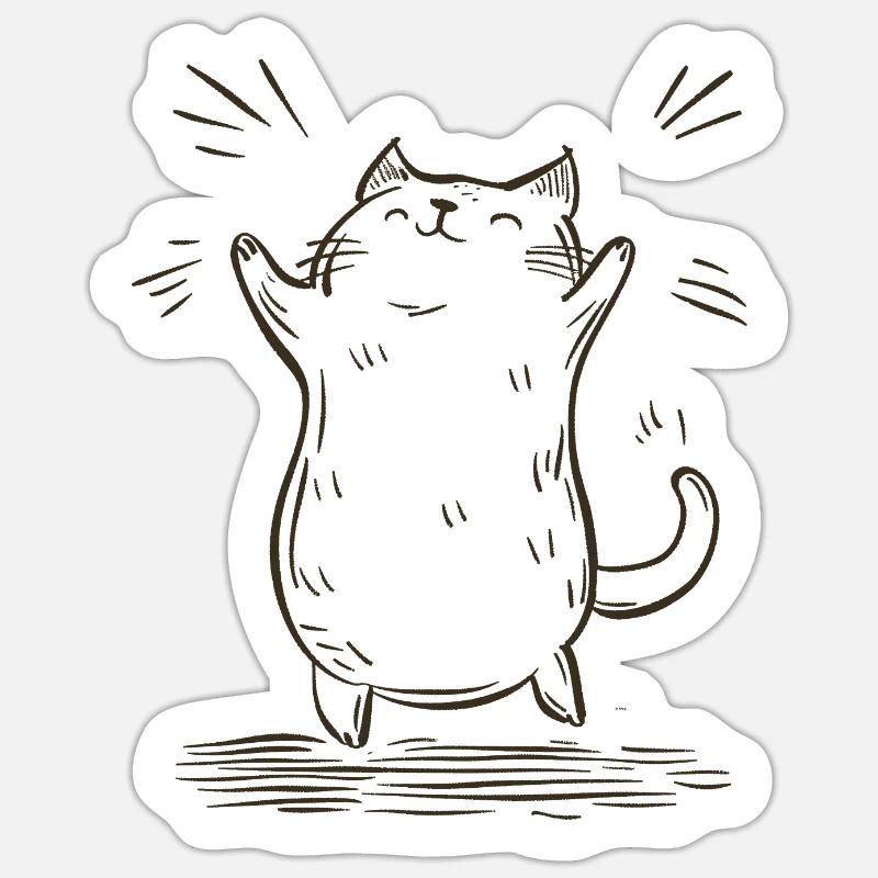 Chat de saut - Sticker taille S (10 x 10 cm) - blanc mat