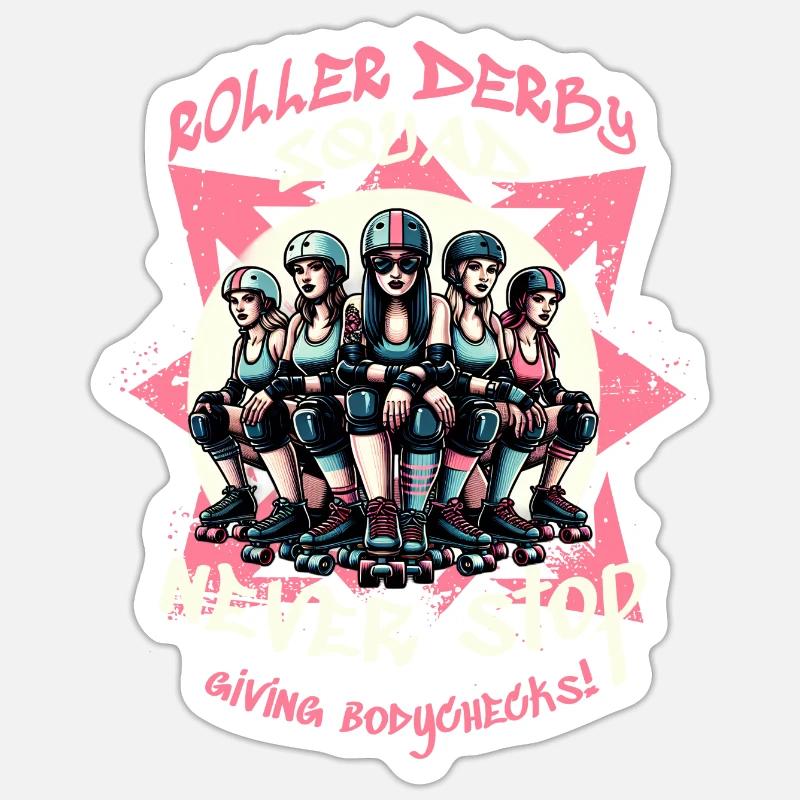 Équipe de roller derby - Sticker taille S (10 x 10 cm) - blanc mat