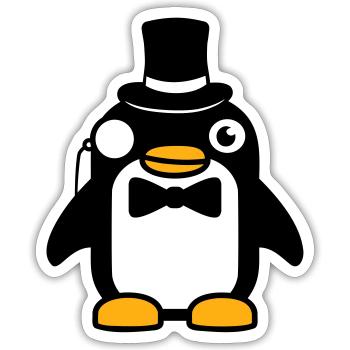 Pinguin Gentleman Sir Herr Zylinder Hut Monokel - Sticker Größe S (10 x 10 cm) - Mattweiß - Vorne