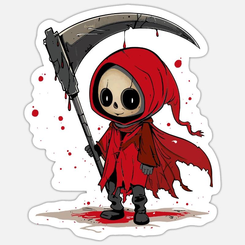 Cute Grim Reaper - Sticker Größe S (10 x 10 cm) - Mattweiß