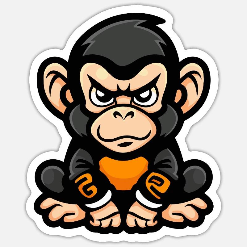 Bande dessinée Singe - Sticker taille S (10 x 10 cm) - blanc mat