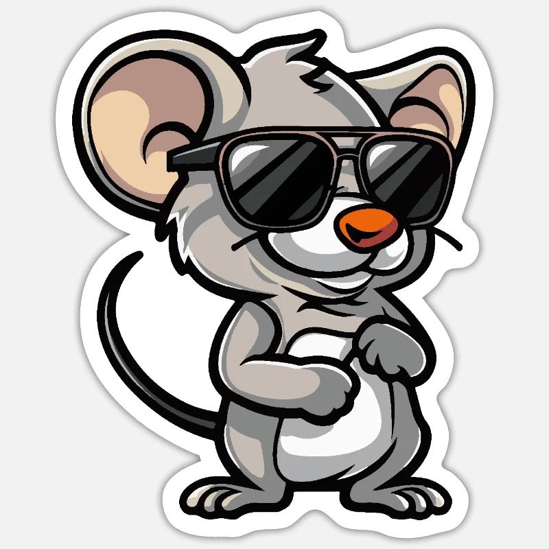 Souris Cool Bande Dessinée Sticker taille S (10 x 10 cm)