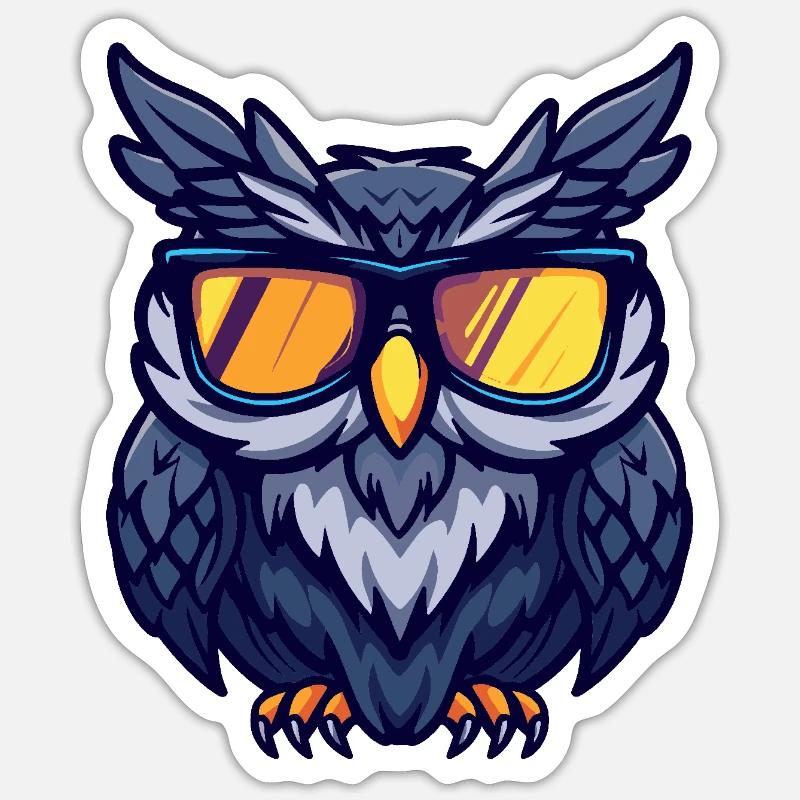 Eule Cool Comic Sticker Größe S (10 x 10 cm)