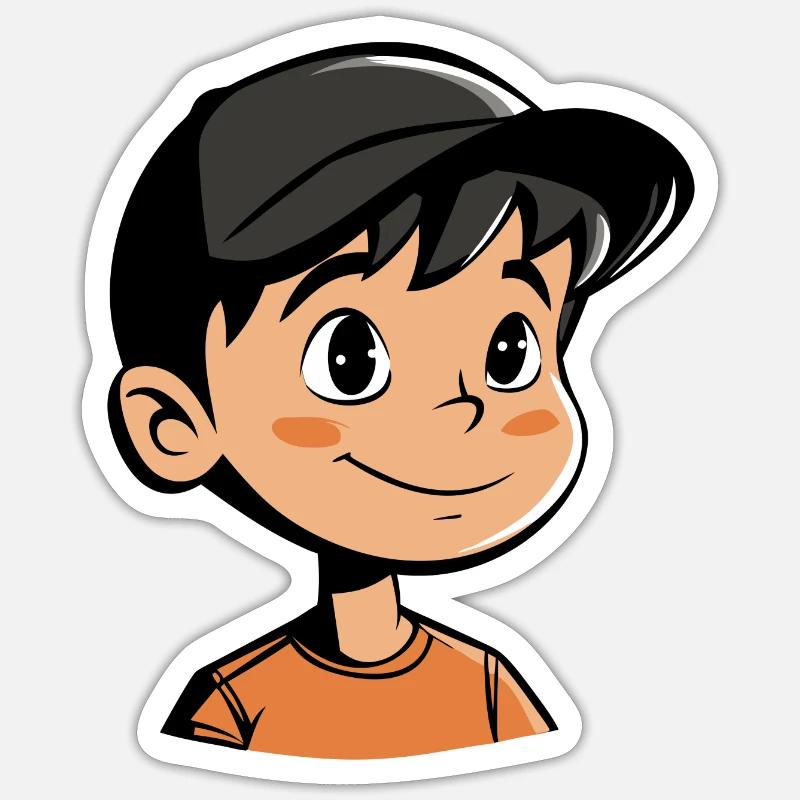 schuljunge1 - Sticker Größe S (10 x 10 cm) - Mattweiß