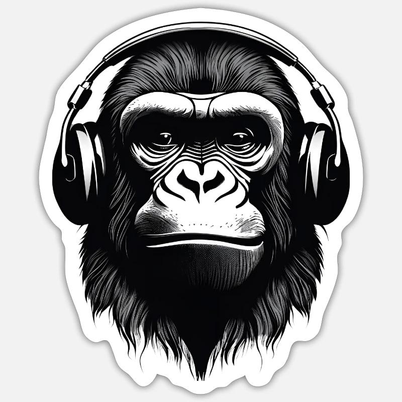 Gorilla, Primat, Affe - Sticker Größe S (10 x 10 cm) - Mattweiß