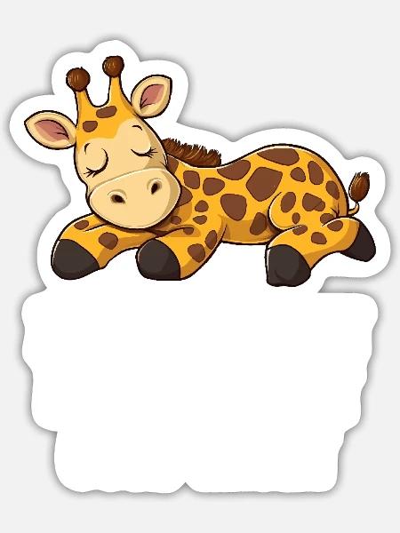 Zähne geputzt Gute Nacht Giraffe Schlafshirt - Sticker Größe S (10 x 10 cm) - Mattweiß