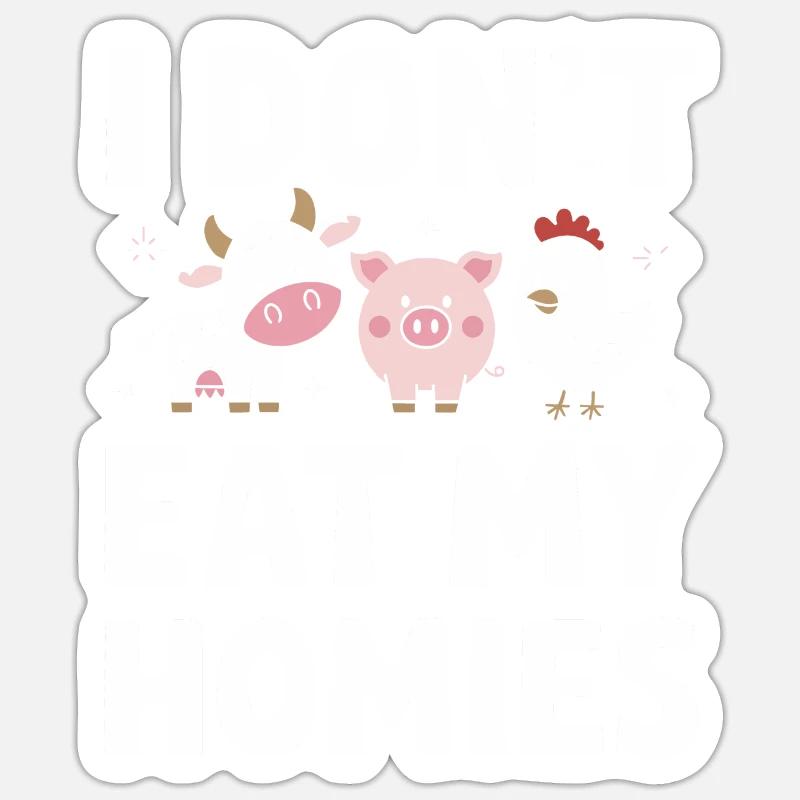 Végétarien Végétalien Végétarien Végétarien - Sticker taille S (10 x 10 cm) - blanc mat