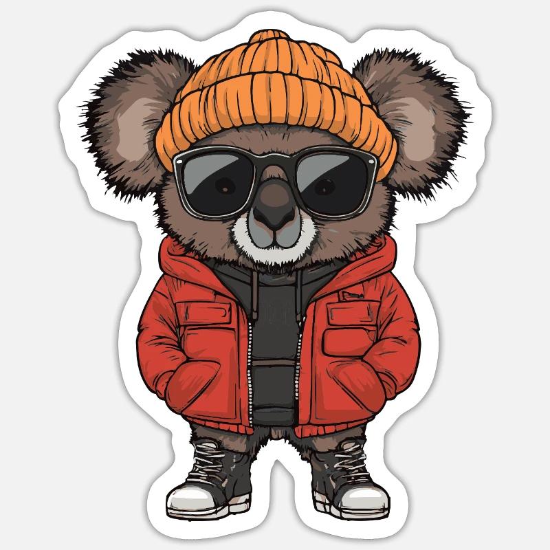 Koala Cool Comic - Sticker Größe S (10 x 10 cm) - Mattweiß