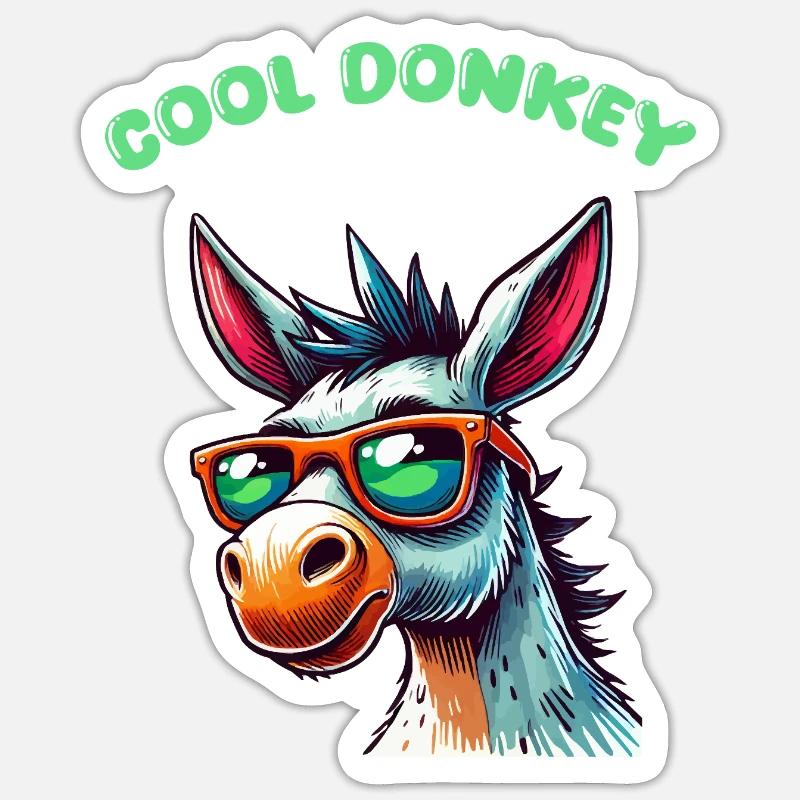 esel comic cool - Sticker Größe S (10 x 10 cm) - Mattweiß