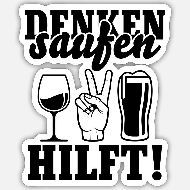 Saufen hilft - Sticker Größe S (10 x 10 cm) - Mattweiß