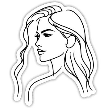 One Line Art – Minimalist Female Silhouette - Sticker size S (10 x 10 cm) - white matte - Front