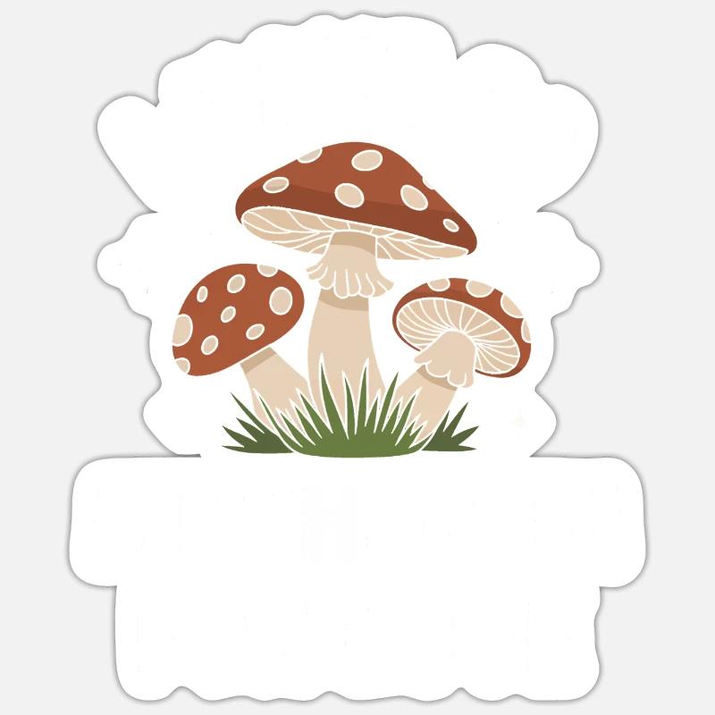 Champignons Champignons Champignon Champignon - Sticker taille S (10 x 10 cm) - blanc mat