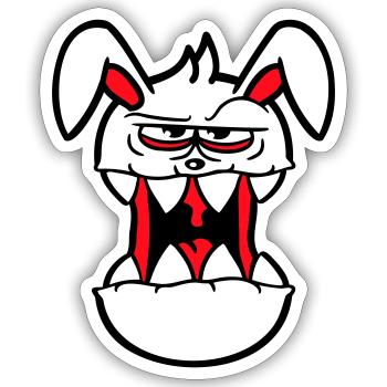 Hase Monster Böse Gefährlich Cool Halloween Horror - Sticker Größe S (10 x 10 cm) - Mattweiß - Vorne