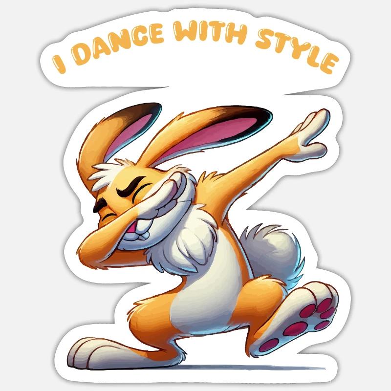 Bunny Dabbing Comic - Sticker size S (10 x 10 cm) - white matte