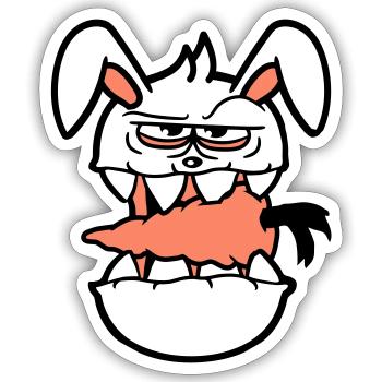 Hase Monster Böse Möhre Karotte Halloween Horror - Sticker Größe S (10 x 10 cm) - Mattweiß - Vorne
