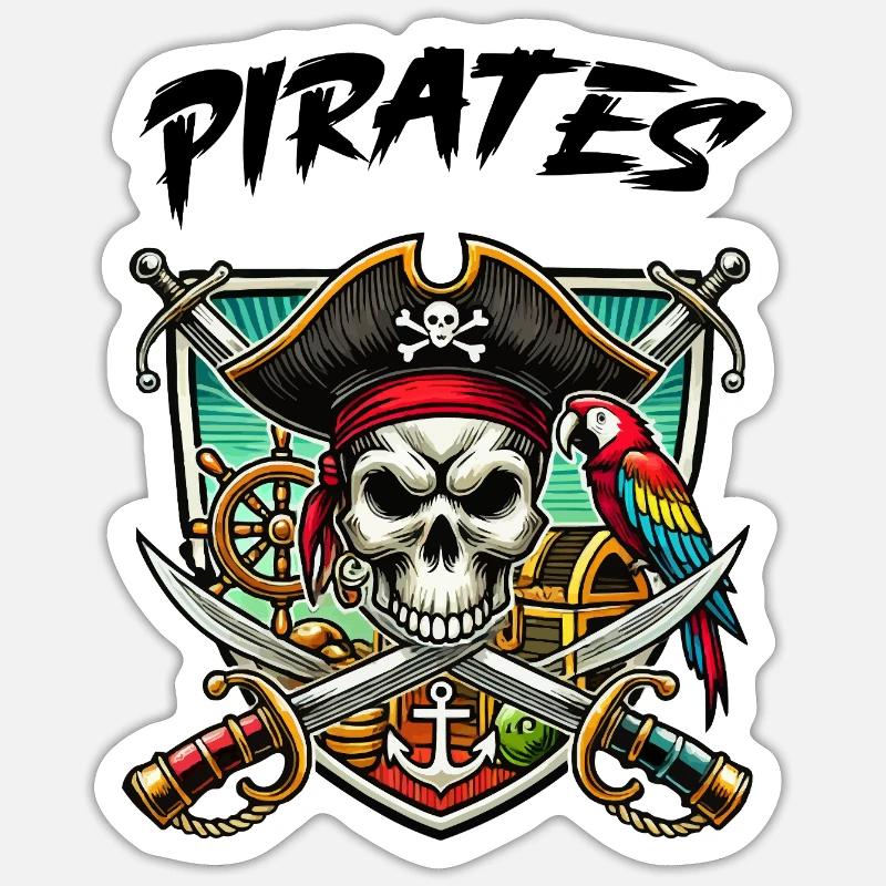 Pirates - Sticker taille S (10 x 10 cm) - blanc mat