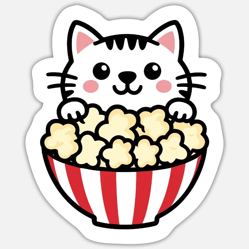 Chat au pop-corn - Bande dessinée Sticker taille S (10 x 10 cm)