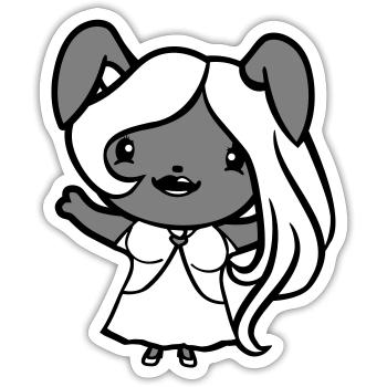 Hase Mädchen Hübsch Frau Häsin Winkt Lange Haare - Sticker Größe S (10 x 10 cm) - Mattweiß - Vorne