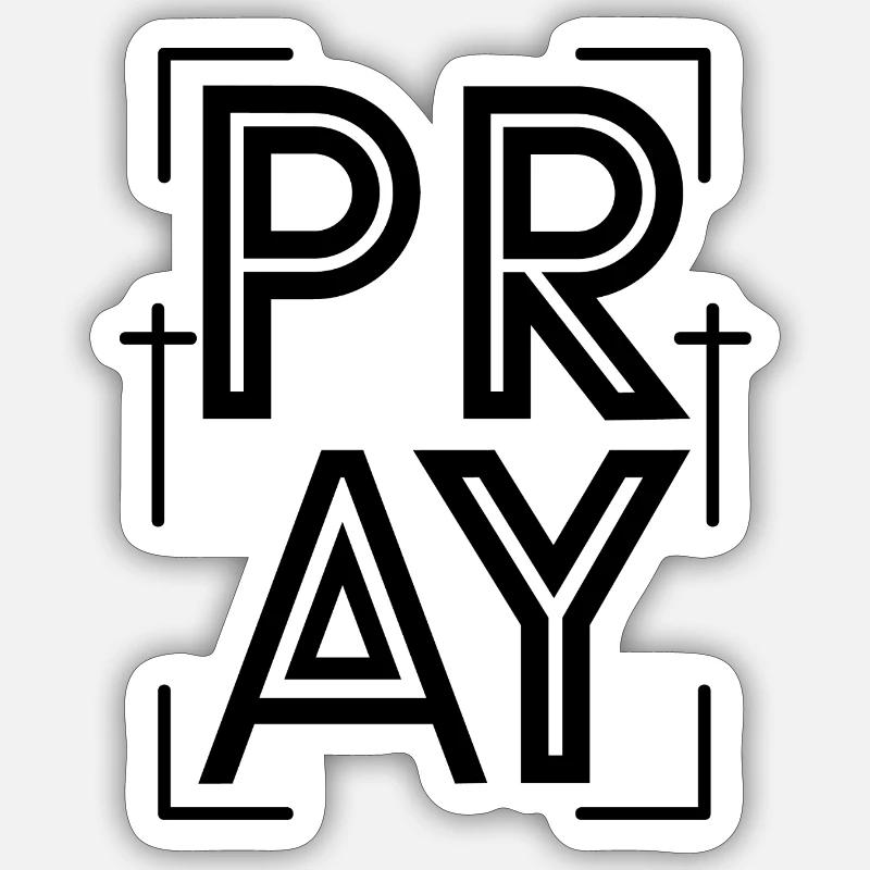 prier - Sticker taille S (10 x 10 cm) - blanc mat