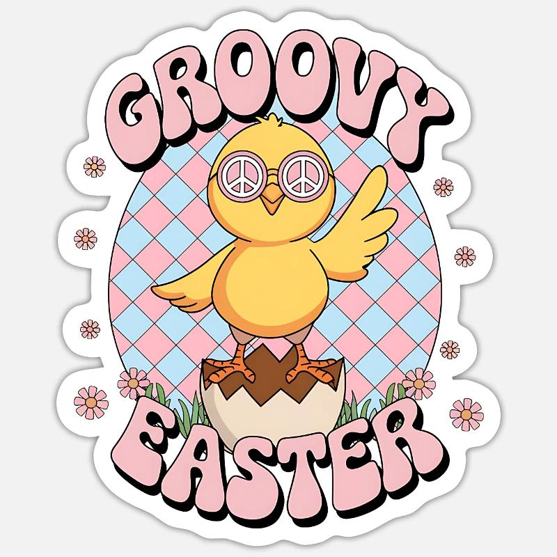 Groovy Easter - Sticker size S (10 x 10 cm) - white matte