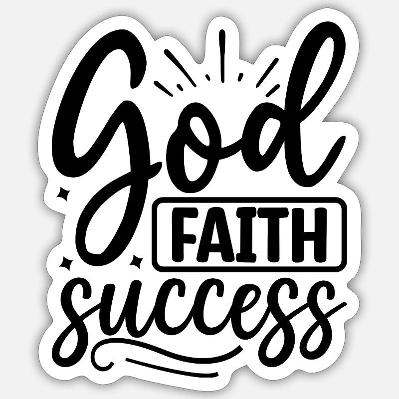 Gott. Glaube. Erfolg - Sticker Größe S (10 x 10 cm) - Mattweiß