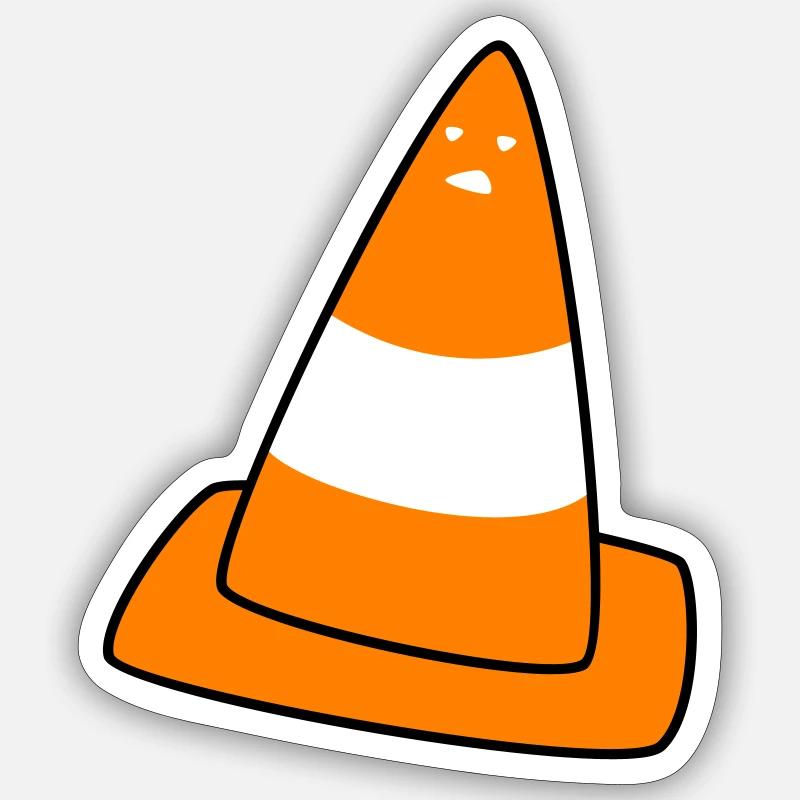 cône de signalisation avec visage - Sticker taille S (10 x 10 cm) - blanc mat