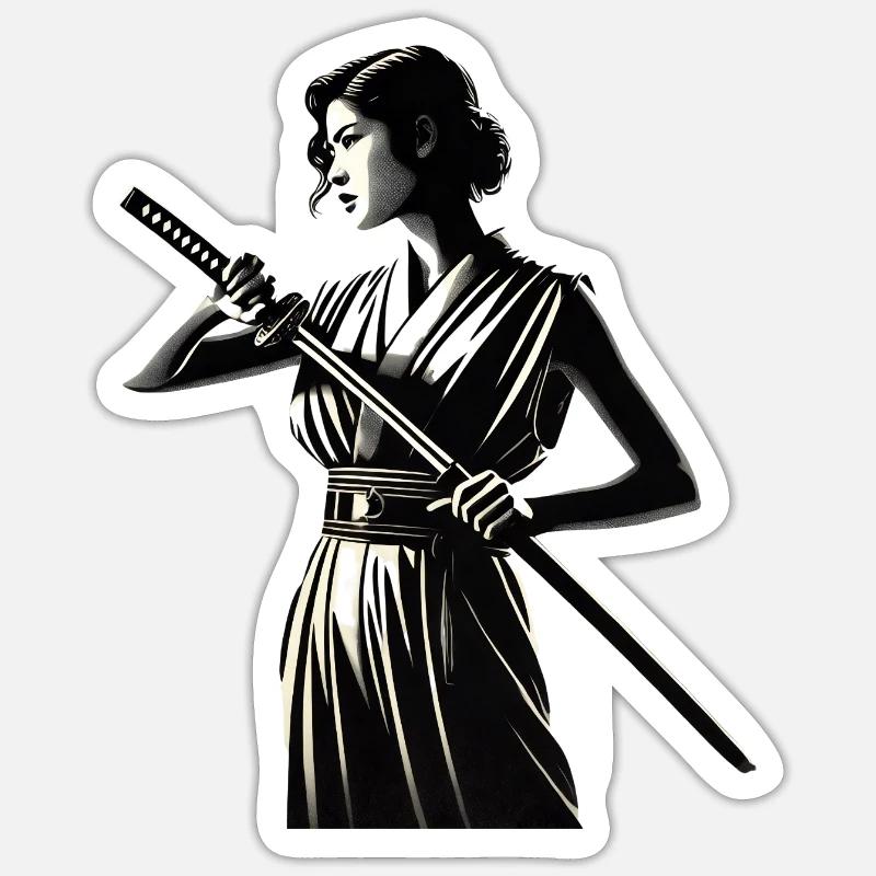 Weiblicher Samurai Sticker Größe S (10 x 10 cm)