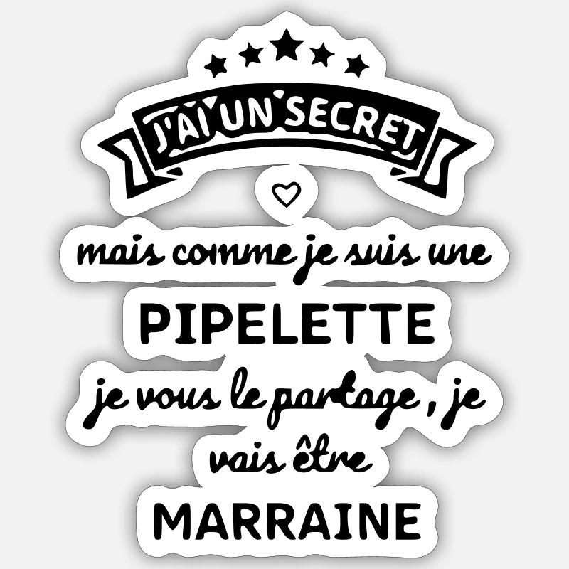 secret marraine - Sticker taille S (10 x 10 cm) - blanc mat
